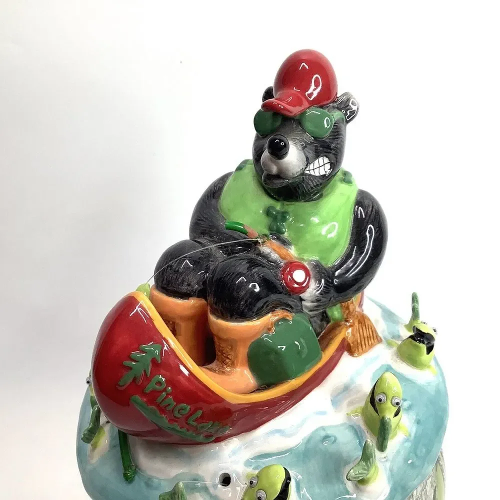 Paris &‎ Beebee Sweetz & Treatz Fisherman Cookie Jar Crackle Bowl Porcelain Vtg